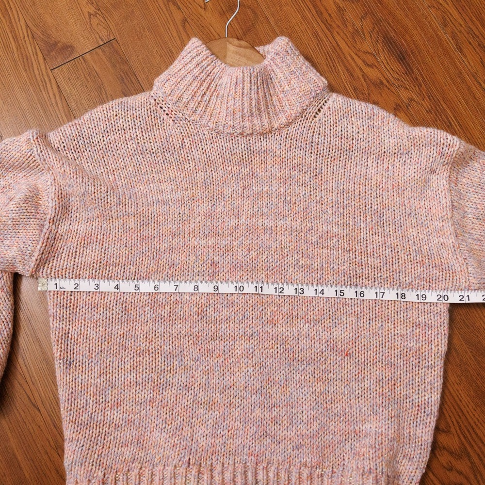 Ann Taylor Mock Neck Space Dye Sweater Pastel Pink Gold Shimmer Knit Small - Picture 5 of 7